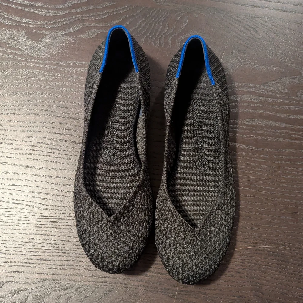 Rothy's 7.5 Women's Black Waffle Weave Flats, The Flat - Picture 7 of 13
